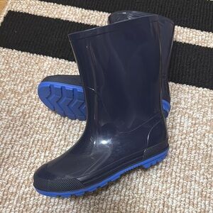 Kids Navy Blue Rain Boots with Blue Soles